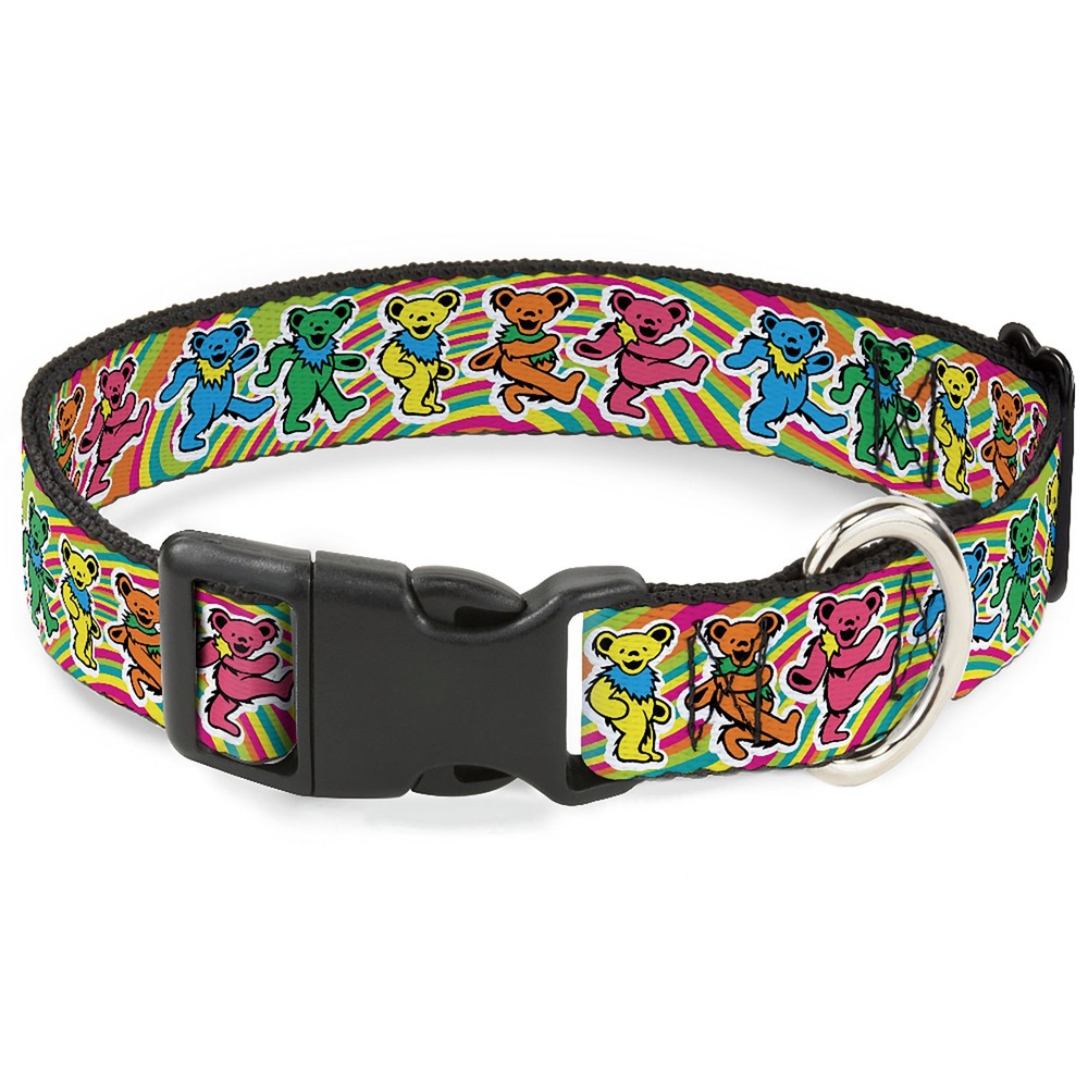 Plastic Clip Collar Grateful Dead Dancing Bears Swirl Multi Color WIDE-Large 20-