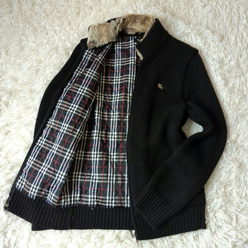 Burberry Black Label Sweater Zip-up Nova Check Rabbit M F/S from Japan
