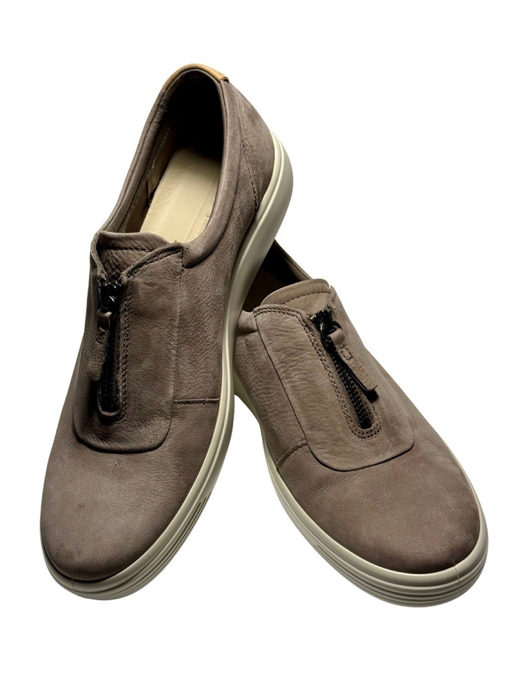 ECCO Soft 7 Women’s Slip-On Sneakers Gray  Suede Zip US 11–11.5 EU 42 NEW