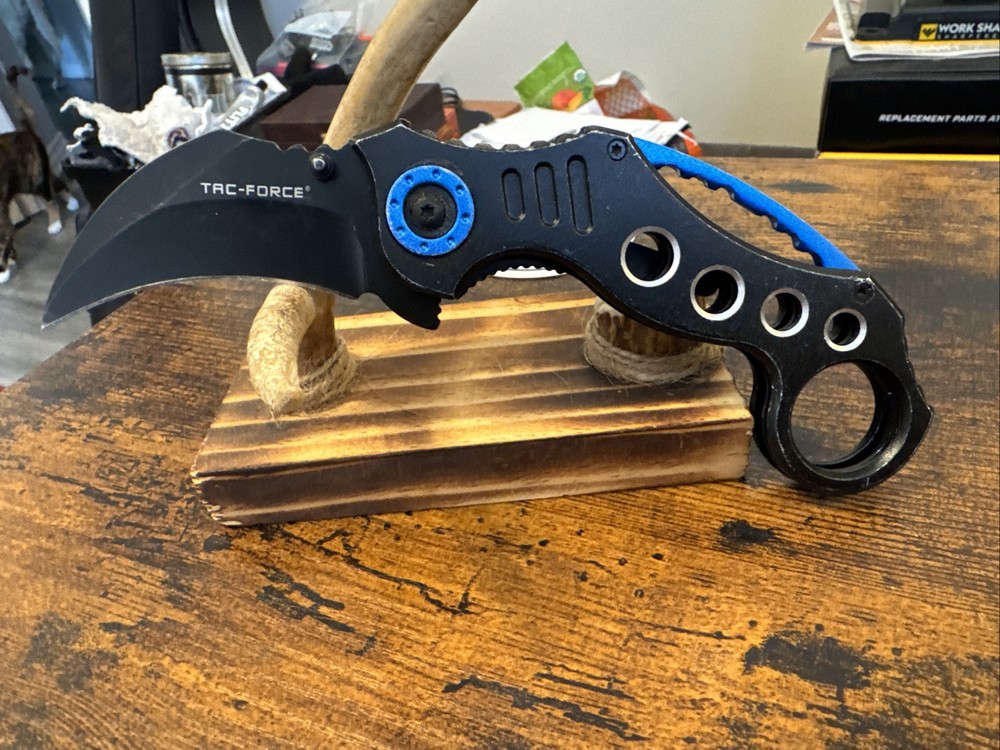 Tac Force Black Blue Spring Assisted Folding Pocket Knife