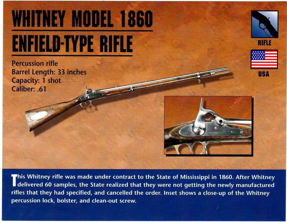 Whitney Model 1860 Enfield Type Rifle Classic Firearms Photo Card u