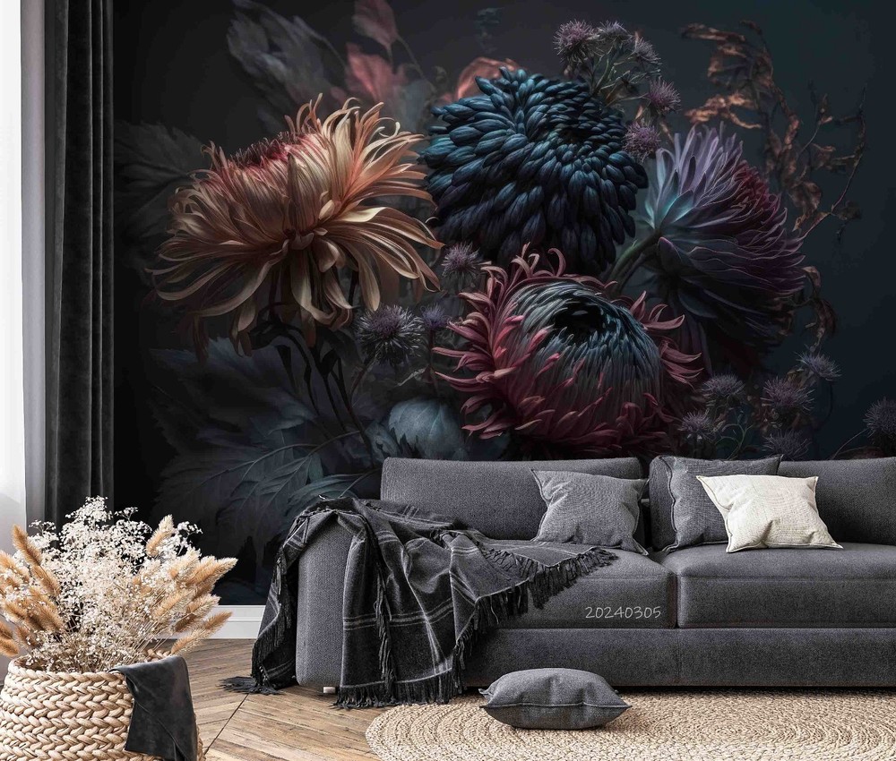 3D Flower Plant Closeup Wall Murals Wallpaper Murals Wall Sticker