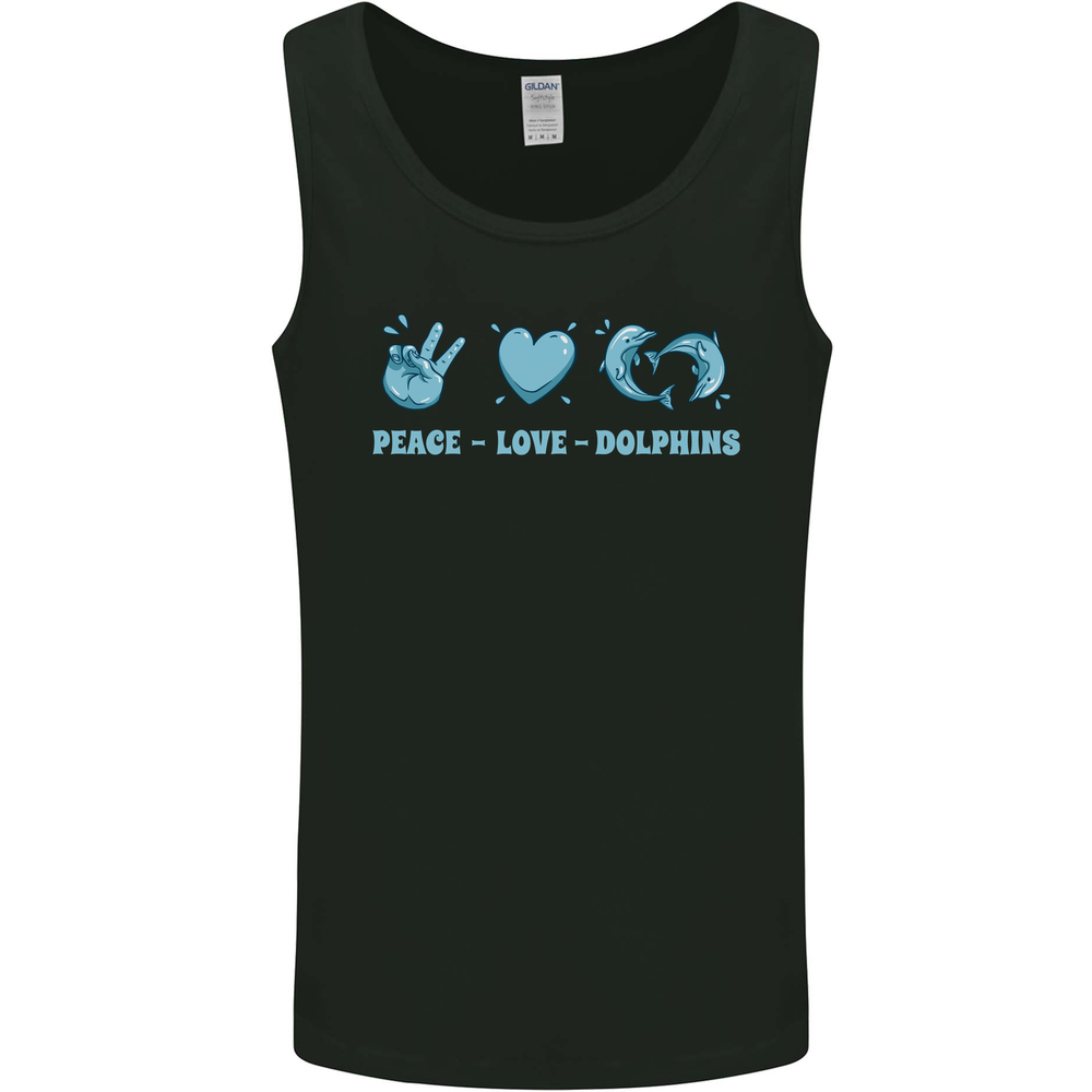 Peace Love Dolphins Sea life Mens Vest Tank Top