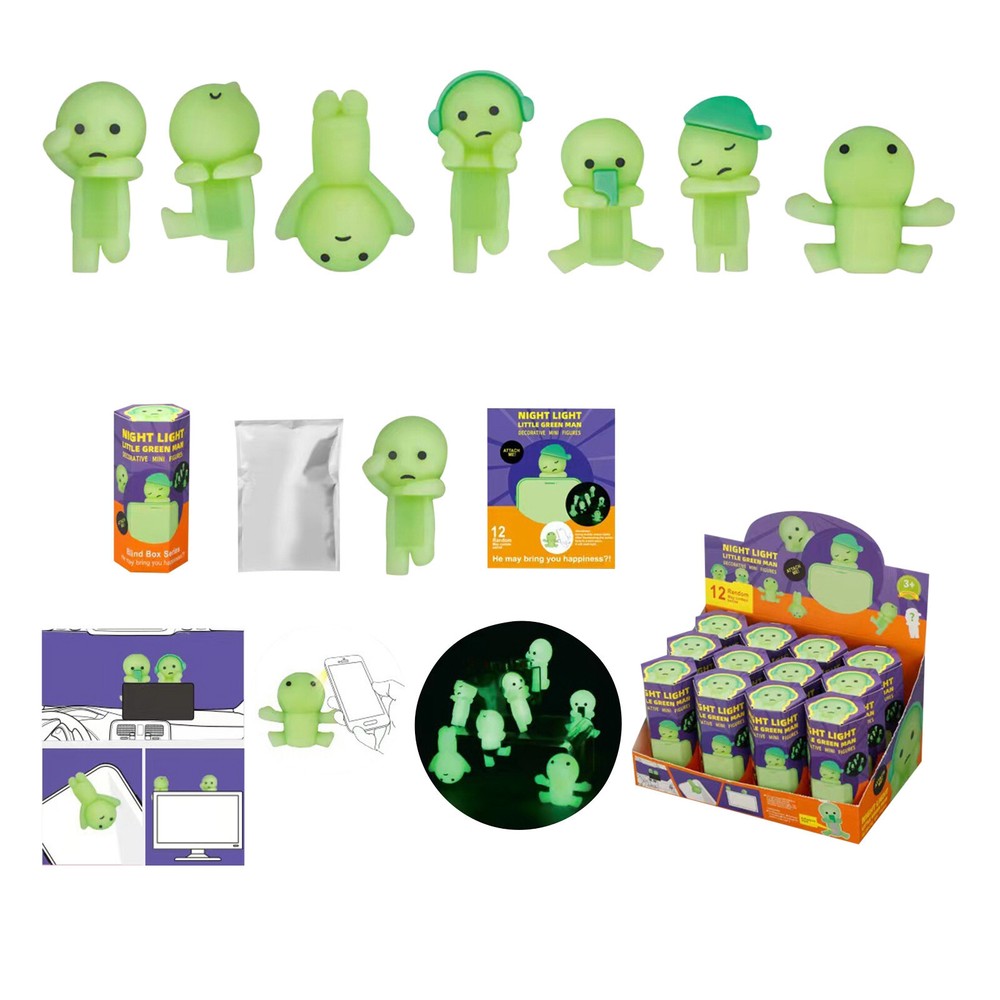 Smiski Hippers Mini Figures Night Light Green Man Series Blind Box 12Pcs
