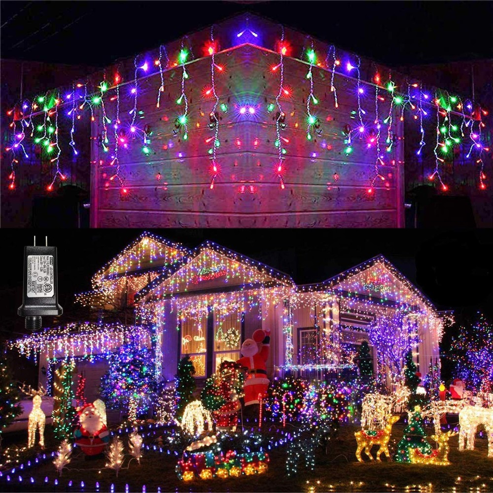 432 LED Icicle Christmas Lights 35.4ft 8 Lighting Modes Low Voltage String Lights