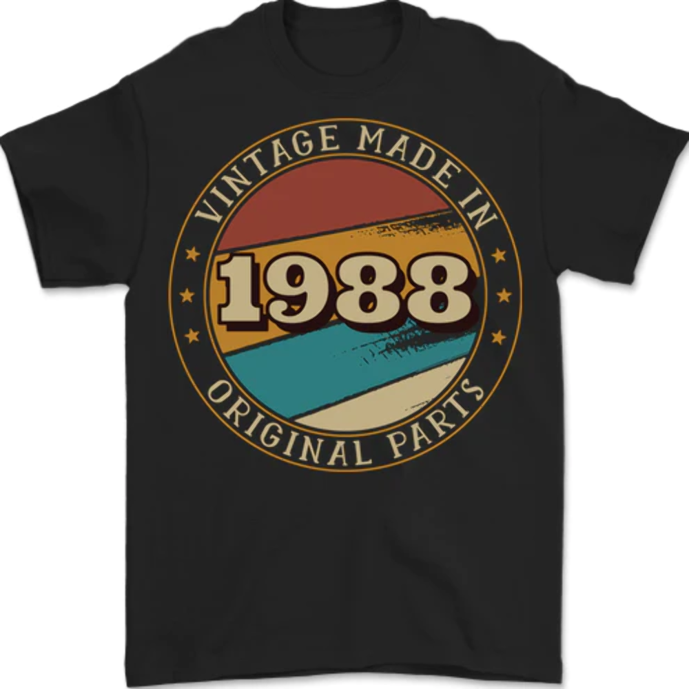 35th Birthday Vintage Made In 1988 Mens T-Shirt 100% Cotton