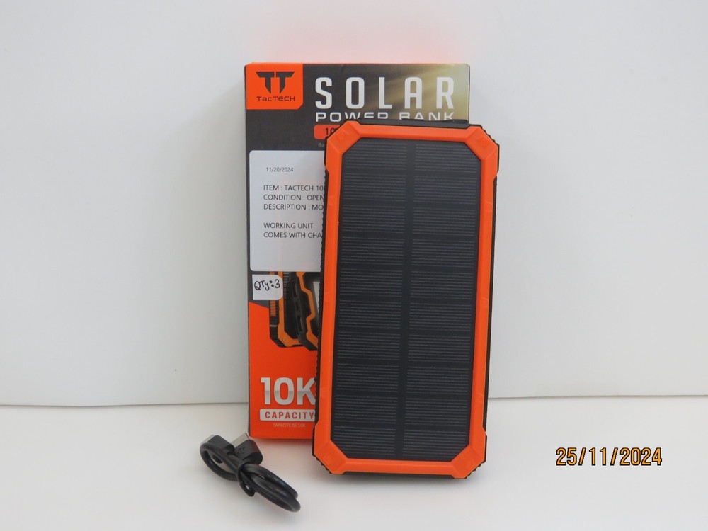 TacTech 10,000 mAh USB-A/USB-C Solar Power Bank + LED Flashlight ETTPB10 [C106]