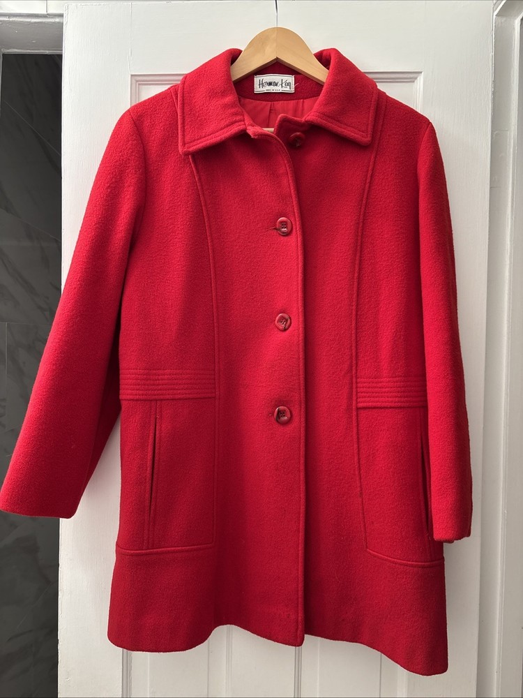 Gorgeous Vintage Herman Kay Red Wool Blend Coat-Made in USA-Valentines Day!