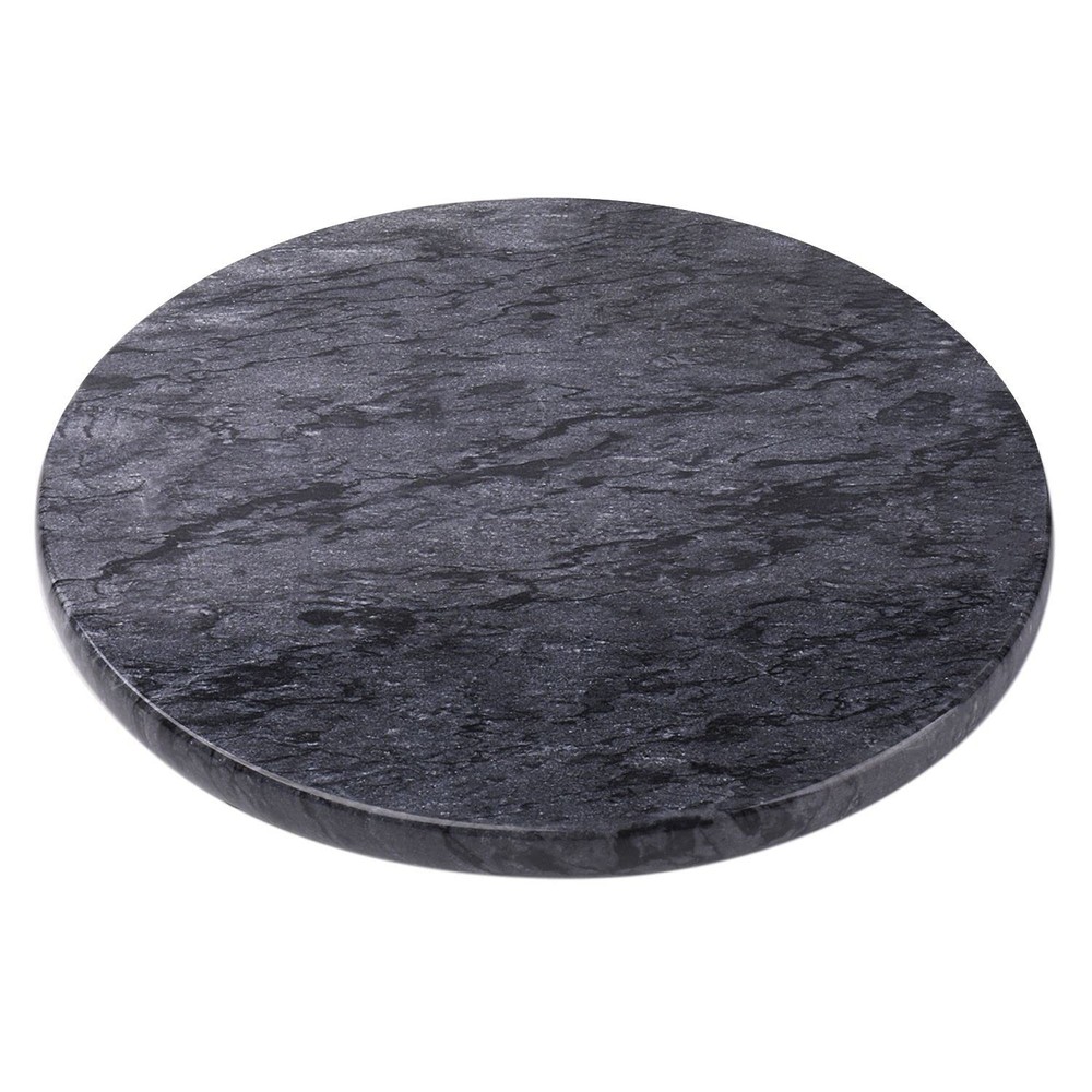 Flexzion Round Marble Cheese Board - 12 Inch Black Marble Serving Board for C...