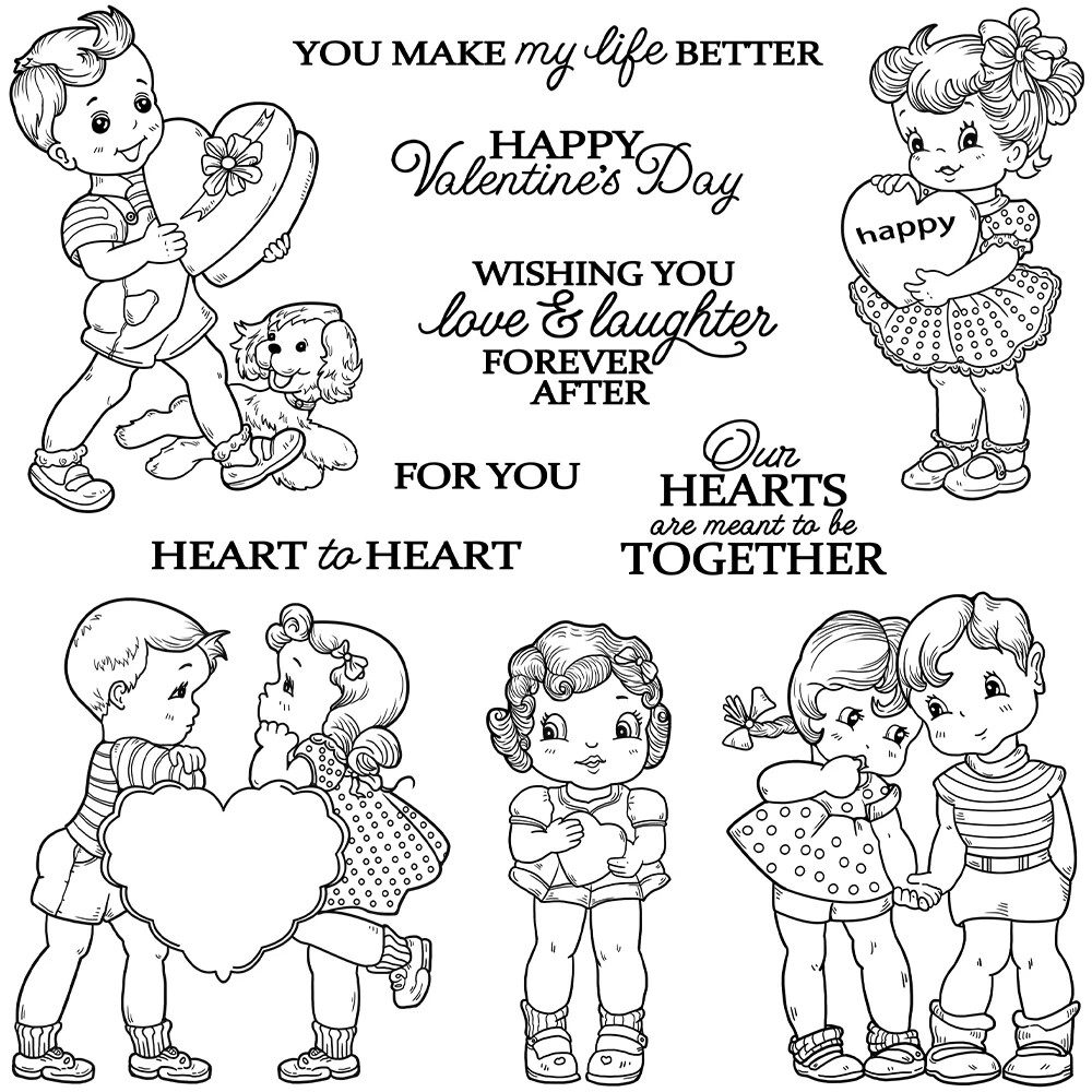 Valentine's Day Vintage Boy Girl Love You Make My Life Better Clear Stamps Craft