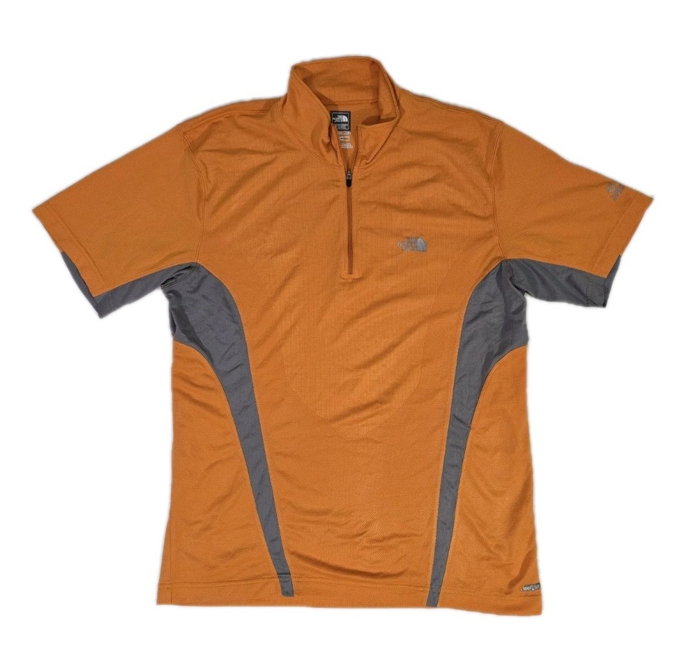 The North Face Flight Series Orange Gray Vapor Wick 1/4 Zip Base Layer Shirt Men's Size M