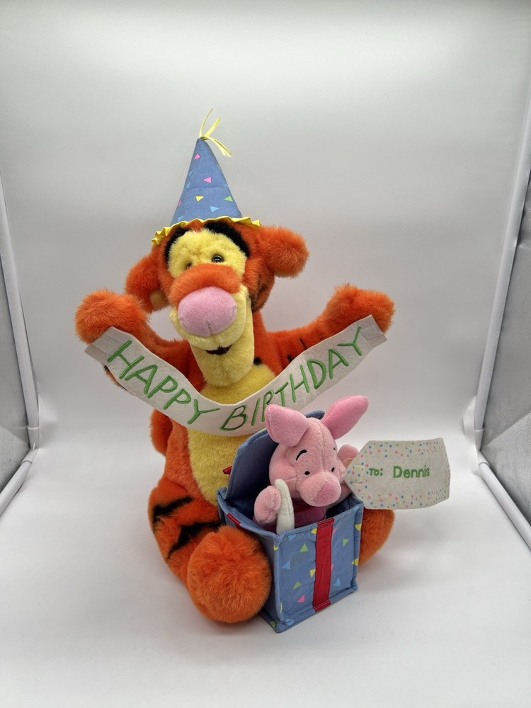 Disney Happy Birthday Tigger And Piglet Plush 13”