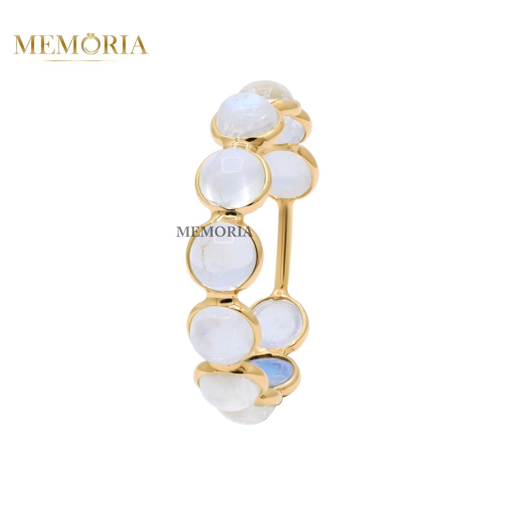 Eternity Moonstone 18k Yellow Gold Handmade Band Ring Jewelry Christmas Day Sale-image