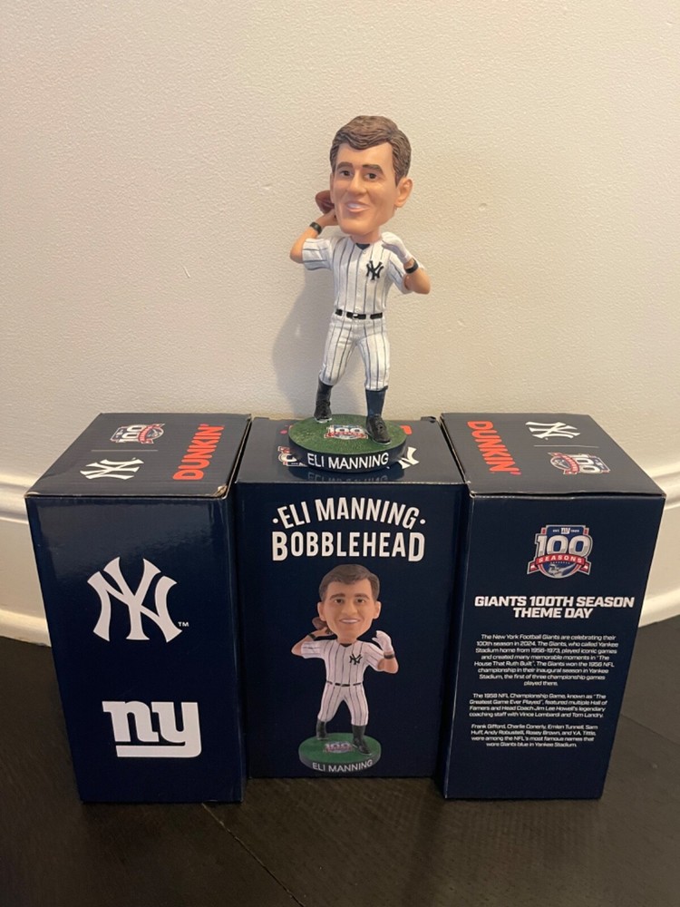 Eli Manning New York Yankees Bobblehead SGA 8/4/24 Giveaway 100th Season New