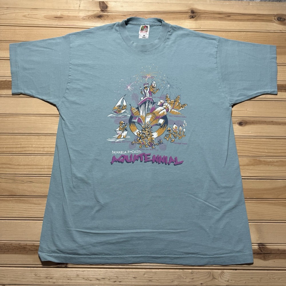 Vintage 90s Minneapolis Aquatennial Events Schedule Sports Shirt Size XL