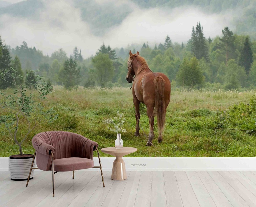 3D Woods Meadow Horse Landscape Wall Murals Wallpaper Murals Wall Sticker