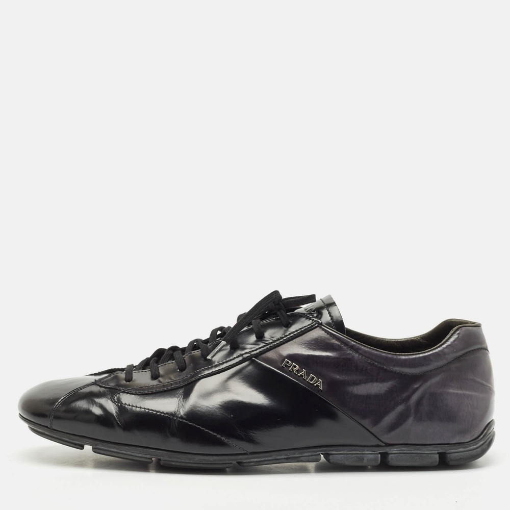 Prada Black Leather Low Top Sneakers Size 43 EU