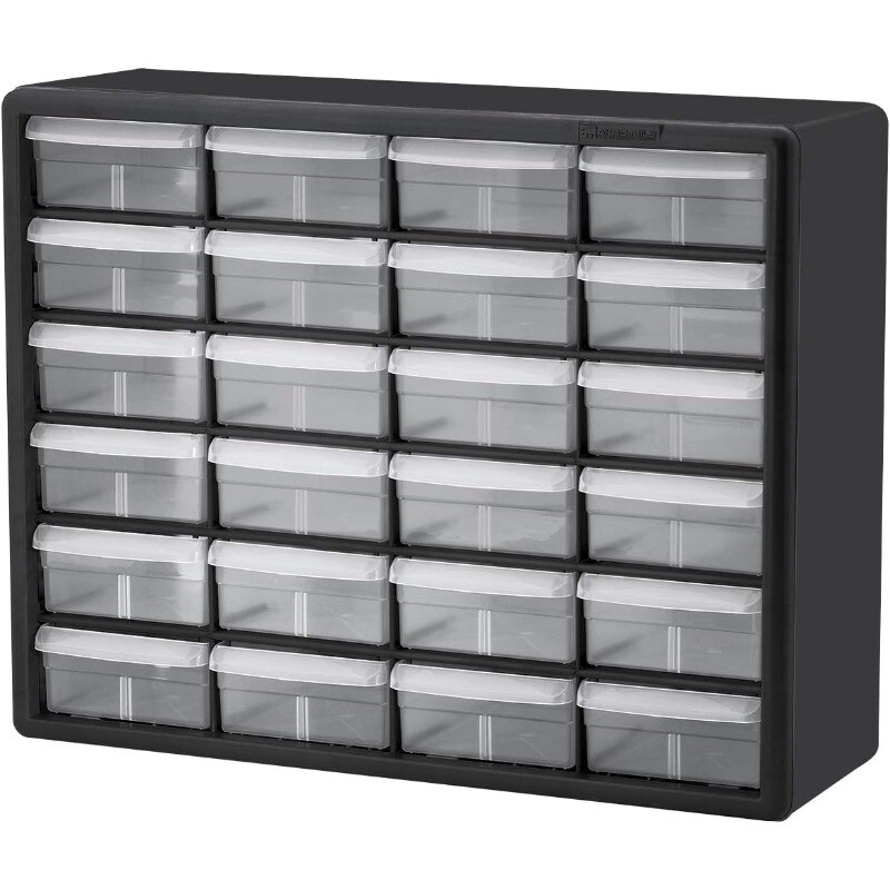 24-Drawer Plastic Drawer Storage Cabinet for Garage Bead Organizer Toolbox Black