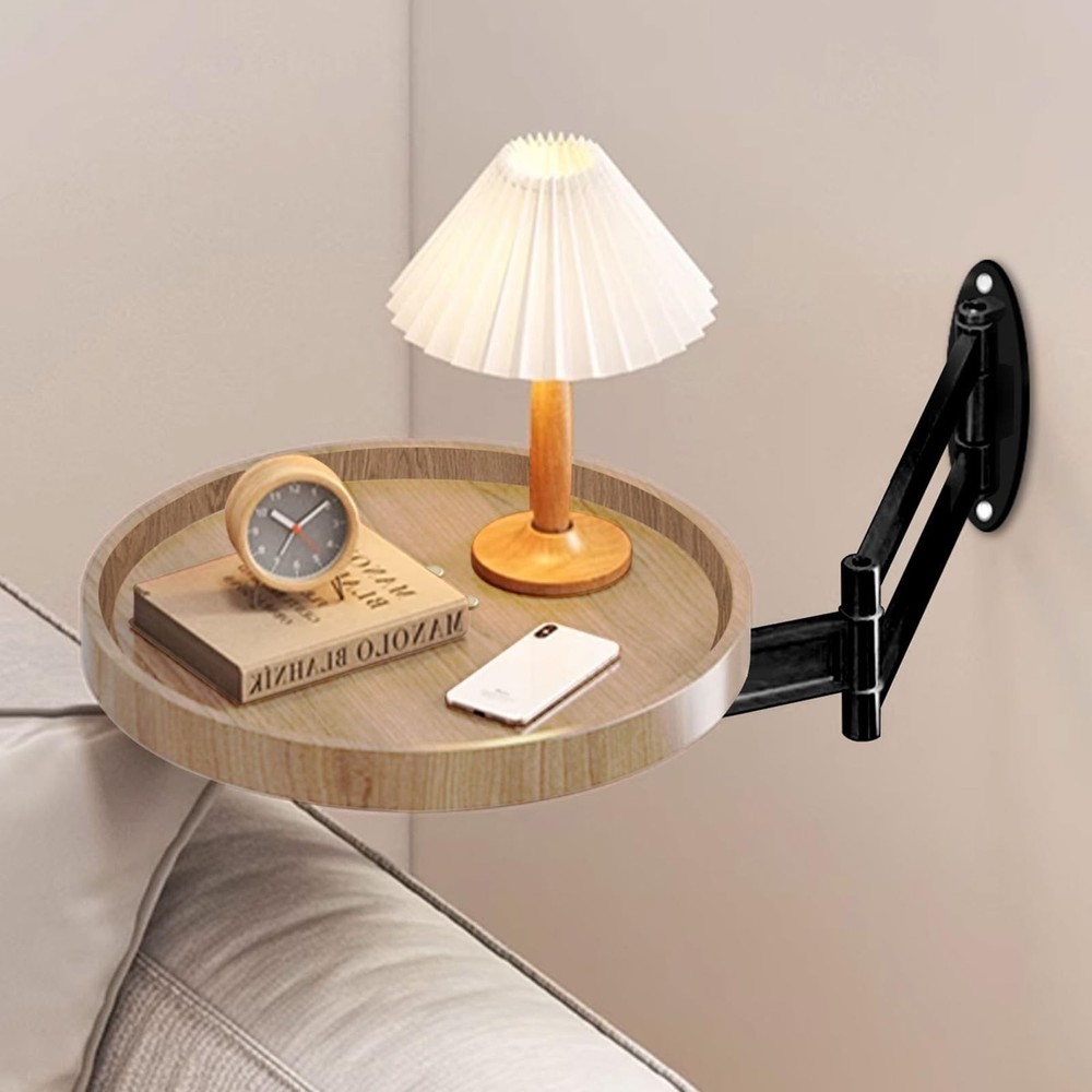 Wall Mounted Folding Table Small Folding Desk Round Foldable Wall Log Color