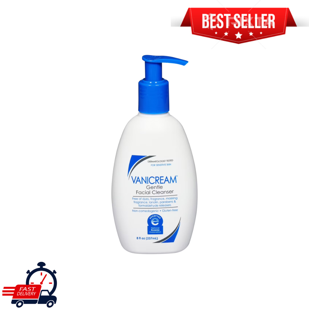 Vanicream Gentle Facial Cleanser with Pump Dispenser 8 fl oz, for Sensitive Skin