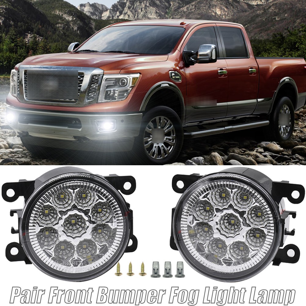 pair Front Fog Light Lamp For Nissan Titan XD 2016 2017 2018 2019 Replacement US