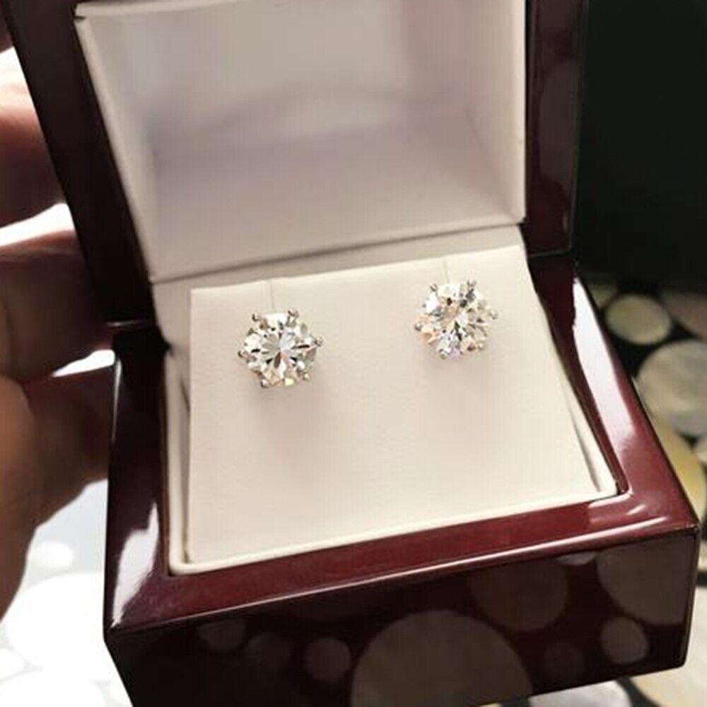 Earring Diamond Studs Certified IGI GIA Lab Grown Platinum 1.50 Ct Round