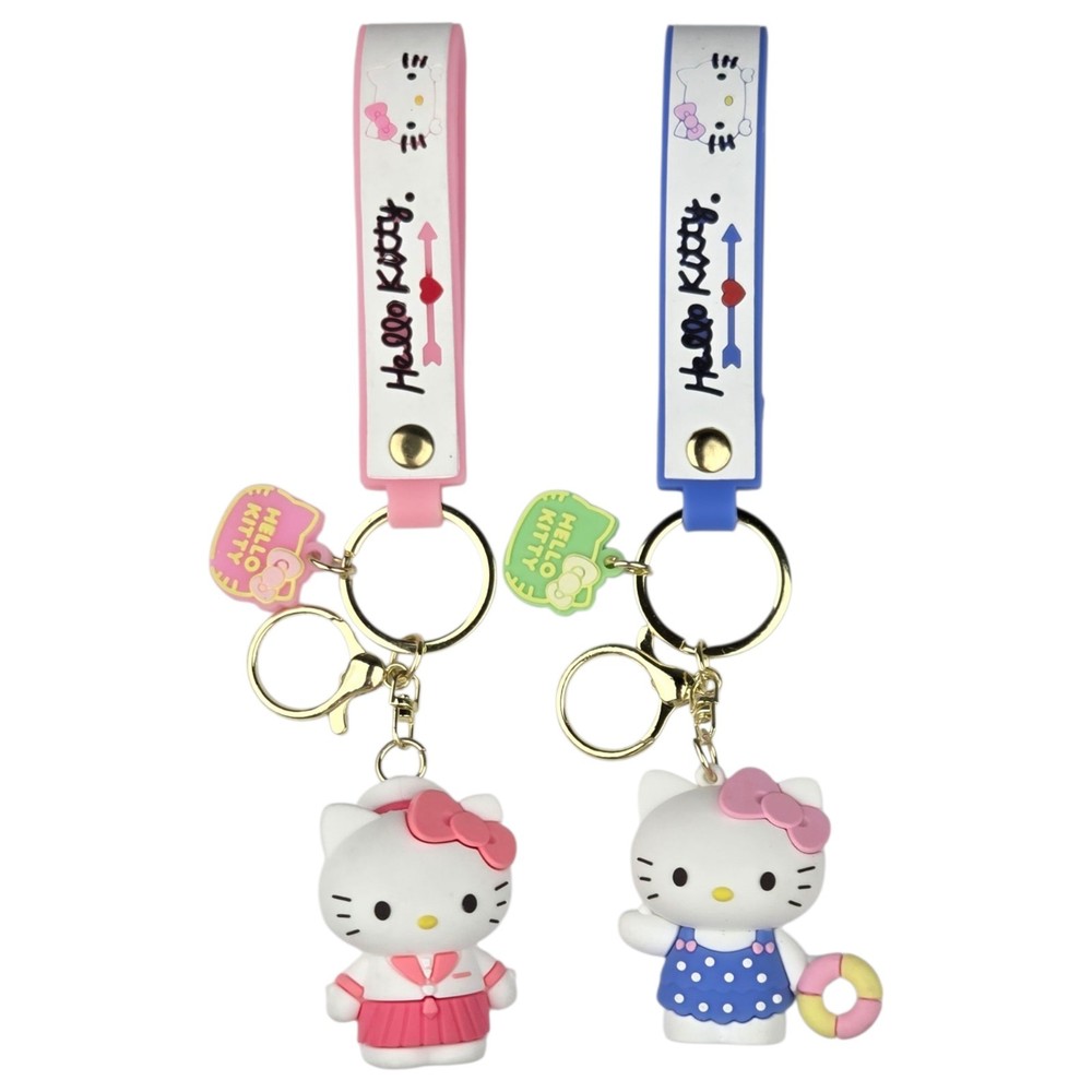 Hello Kitty 2-Inch Keychain Set of 2 Cute Character Keyrings