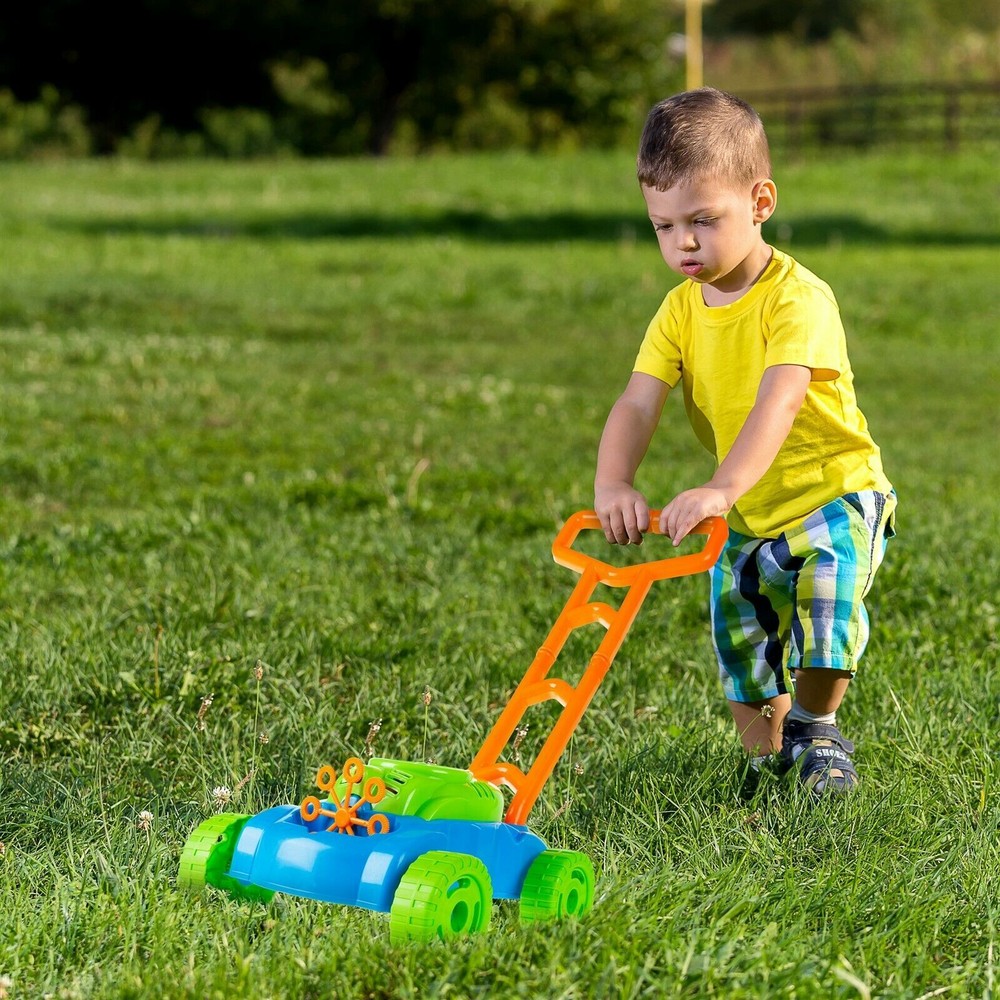 Toy Push Bubble Lawnmower Pretend Play Bubble Machine Lawn Mower with Sound