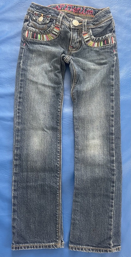 Gap Kids Girls Blue Distressed Jeans Straight 7 Slim