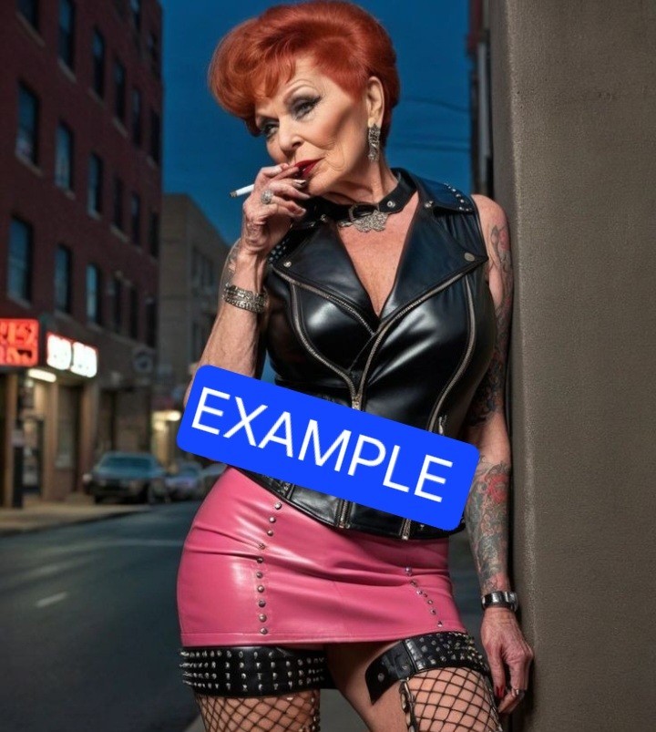 Mature Granny Smoking Fantasy Print Women Girl Stockings Leather Latex 8X6 Photo