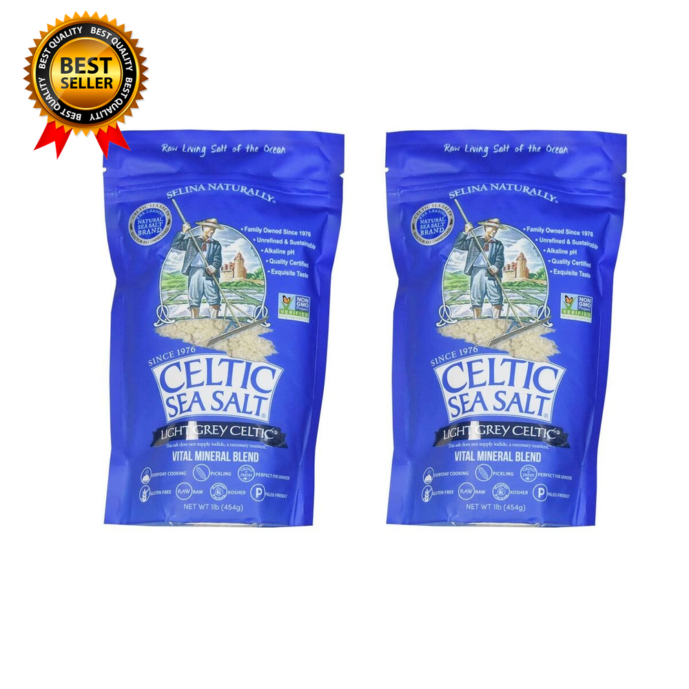 Celtic Sea Salt Resealable Bags Light Grey 1 Pound 2 Count