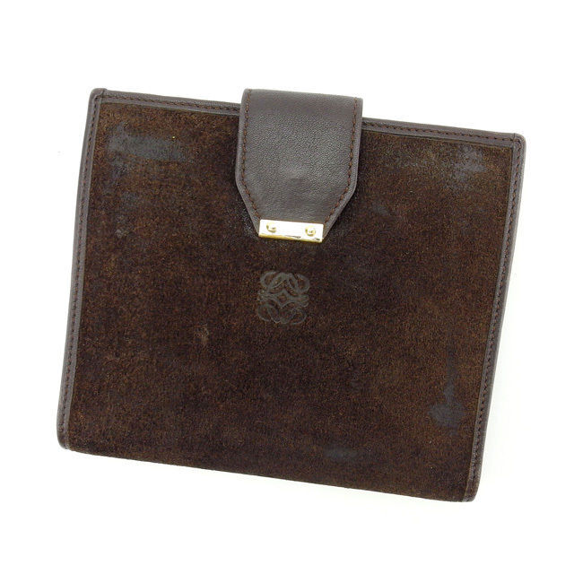 Used LOEWE Bifold Wallet Brown Storage Unisex Accessories E913