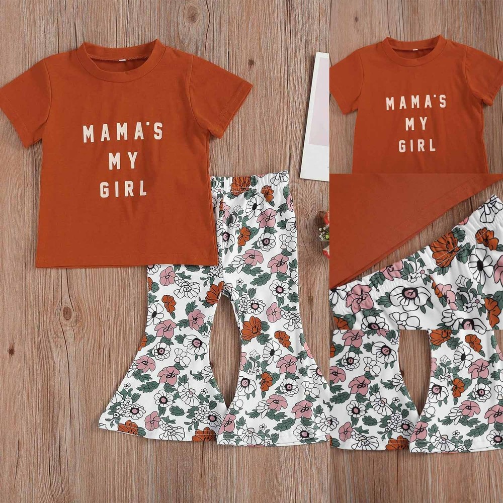 Toddler Suit Summer Baby Girl Clothes 2Pcs Letter T-Shirt+Pants Outfits set
