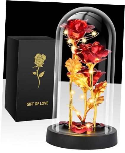 Glass Rose Flower for Women, Birthday Gifts for Women,Rose Flower Gifts for Red