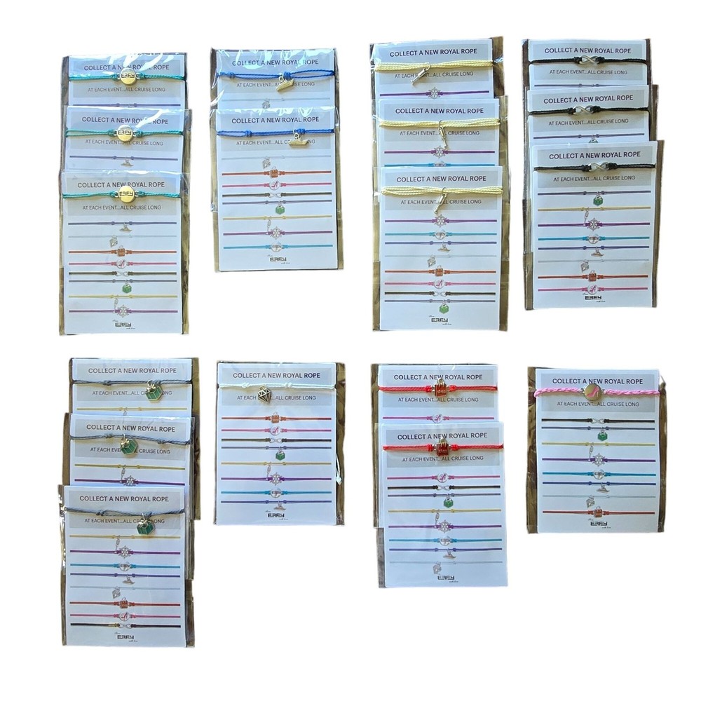 EFFY Rope Cord Bracelets Royal Caribbean Cruise Complete Jewelry Lot of 20