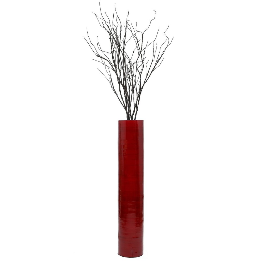 30-Inch Modern Red Bamboo Floor Display Stand for Stylish Decor
