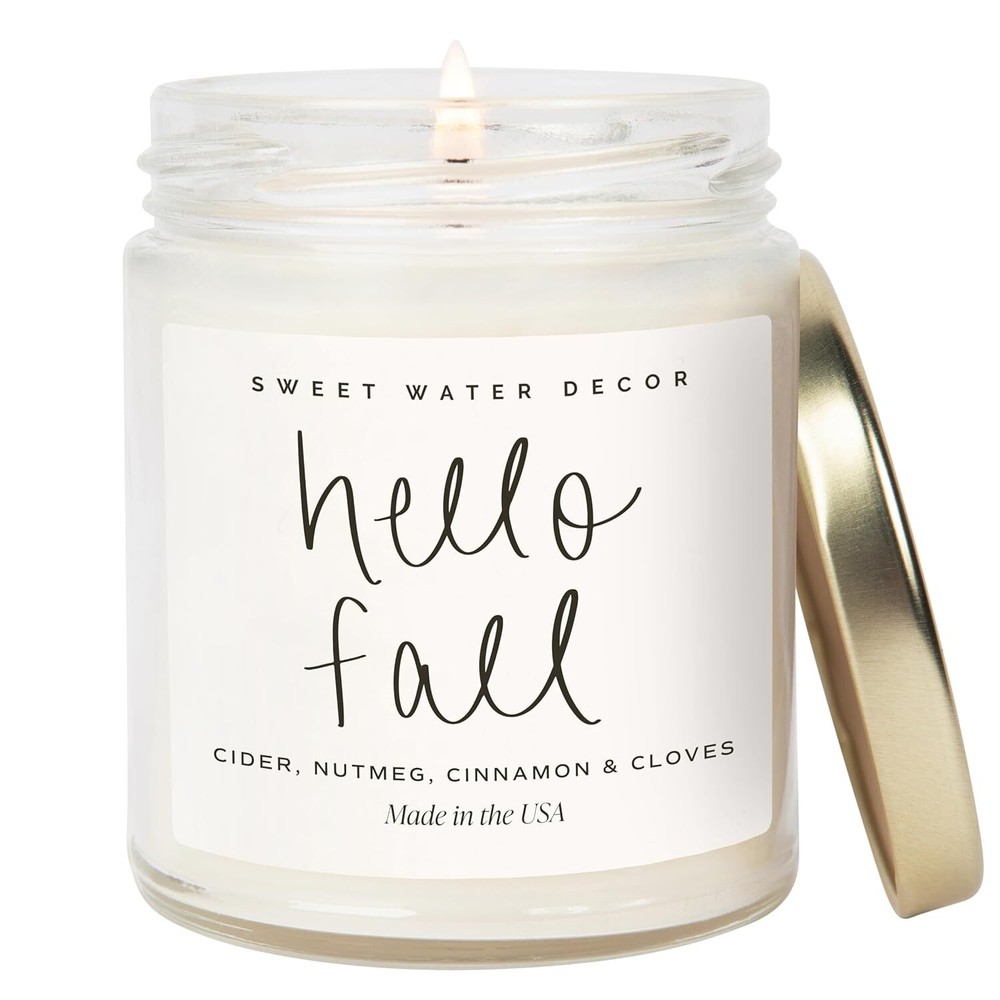 Sweet Water Decor Hello Fall Candle - Cinnamon Apples & Clove 9oz, White