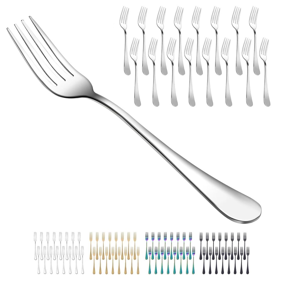 16 Piece Dinner Forks, 8 Inch, Top Food Grade Extra-Fine Stainless Steel Silv...
