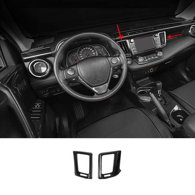 Consola central de fibra de carbono salida de aire moldura de ventilación 2 piezas para Toyota RAV4 13-16-18