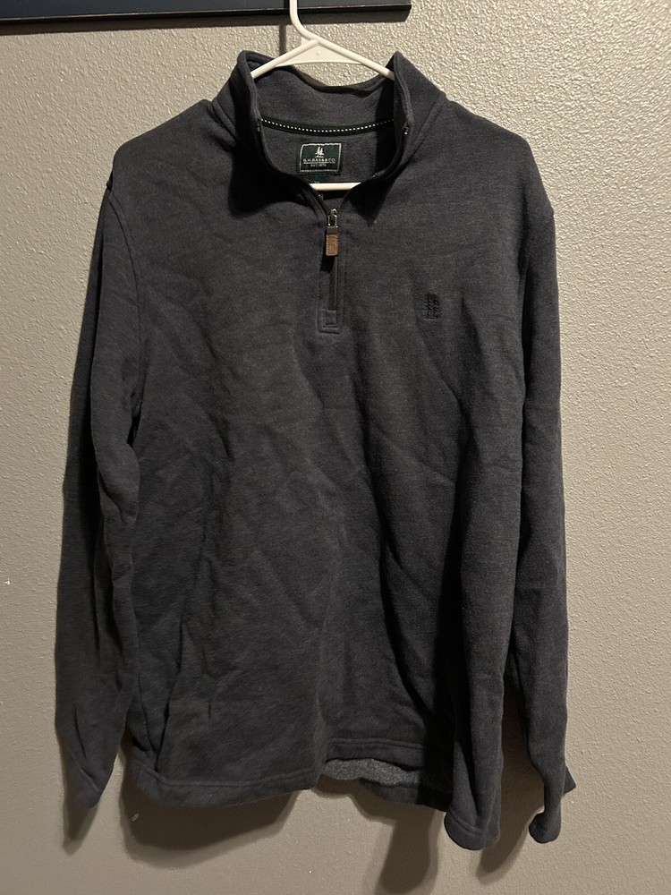 G.H. Bass & Co. Sweater Shirt Mens Gray Pullover 1/4 Zip Jacket Large! QUALITY!