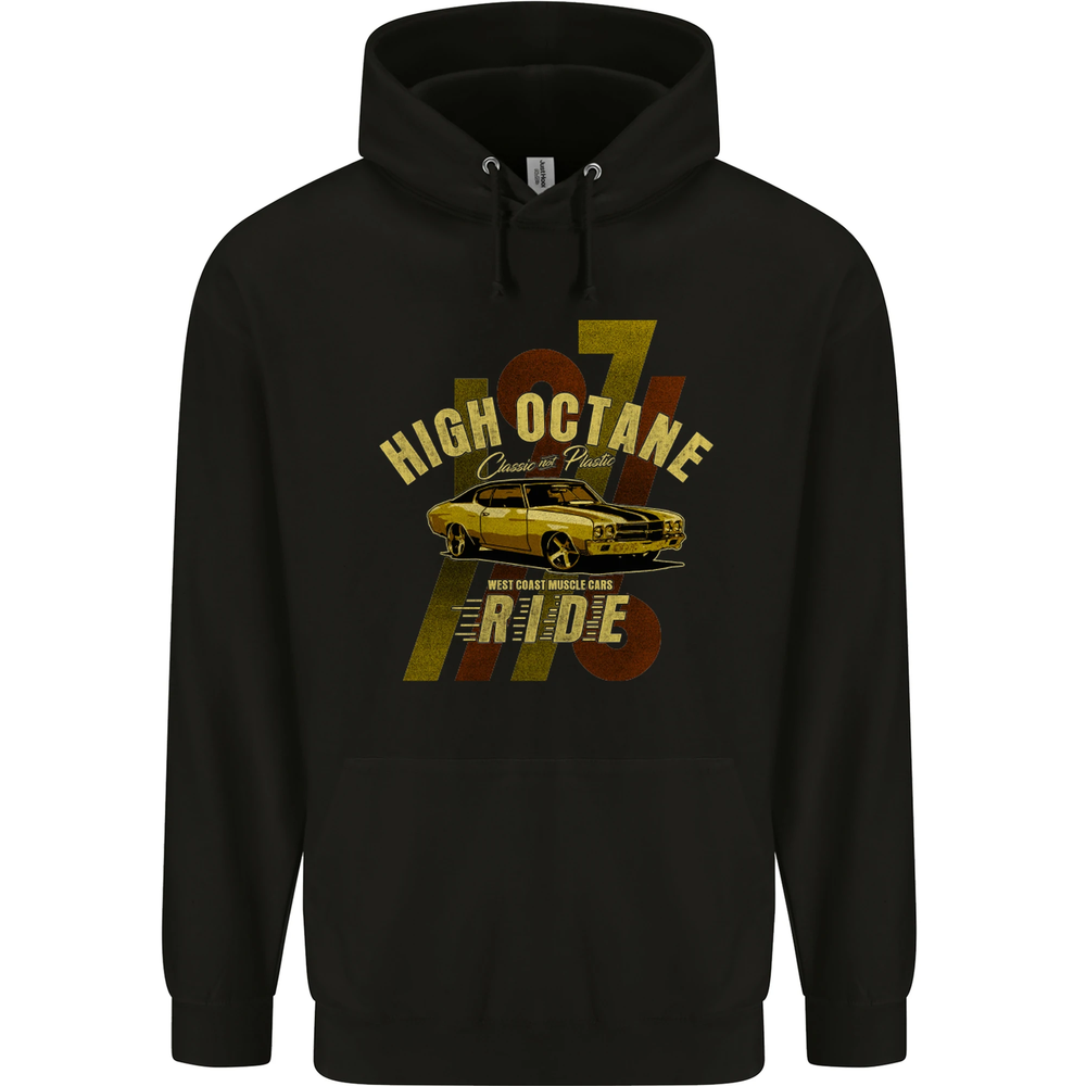 High Octane Ride 1971 Muscle Car Mens 80% Cotton Hoodie