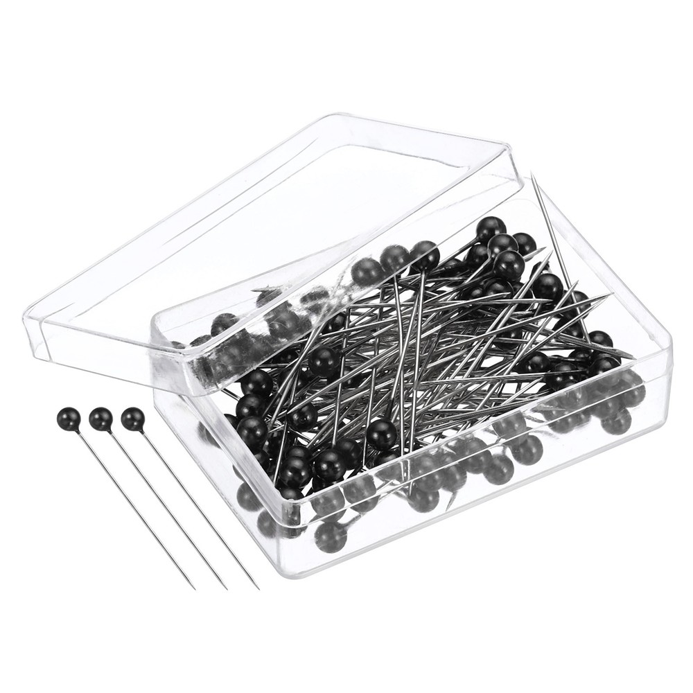 100Pcs Pearlized Sewing Pins Ball Head Needle Straight Quilting Pin Black