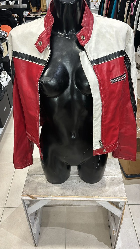 Vintage Red Leather Jacket for Women Size M Model LLD230