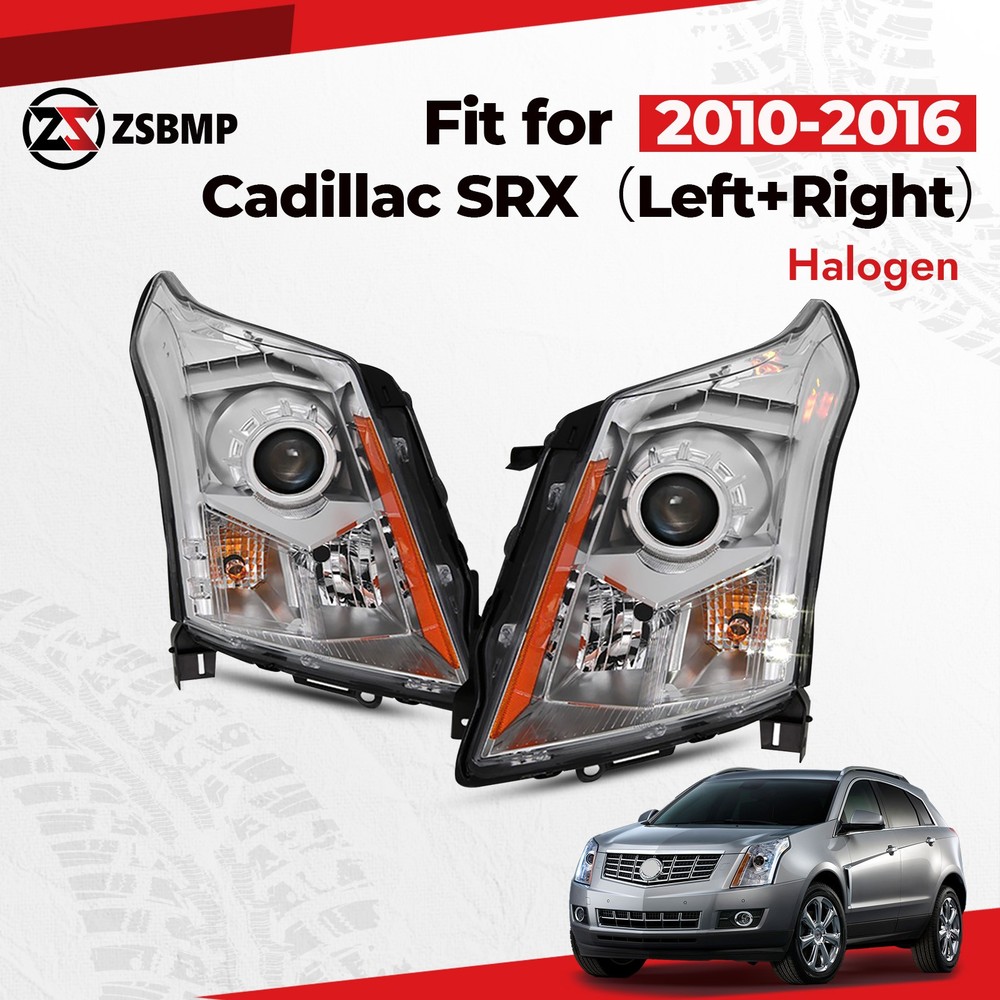 For 2010-2016 Cadillac SRX Halogen Headlights W/ Bulb/ LED Projector Left+Right