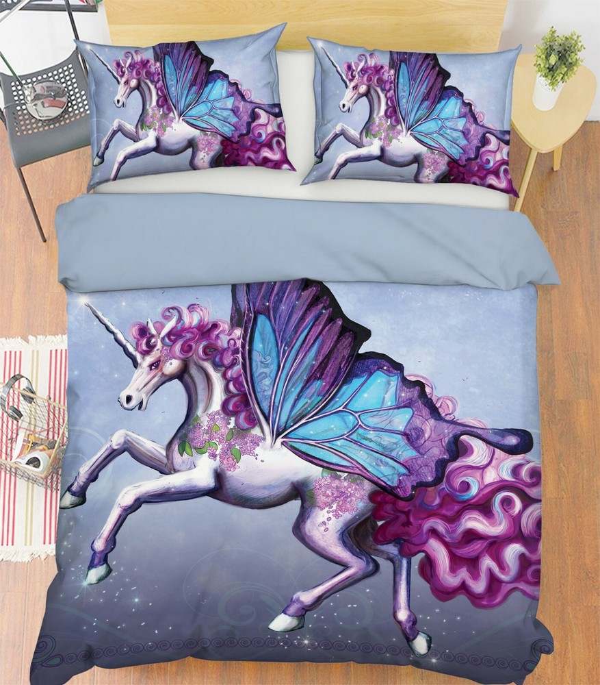 3D Unicorn Wings A004 Bed Pillowcases Quilt Duvet Cover Rose Catherine Zoe