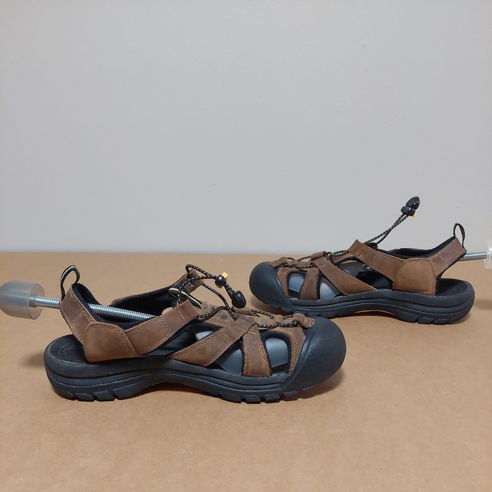Keen Leather Sandals Mens Brown Fisherman Bungee Laces SIZE 9.5