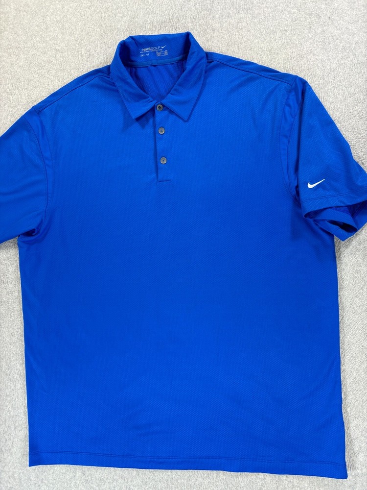 Nike Dri Fit Short Sleeve Performance Golf Polo Shirt (Men's 2XL) Blue
