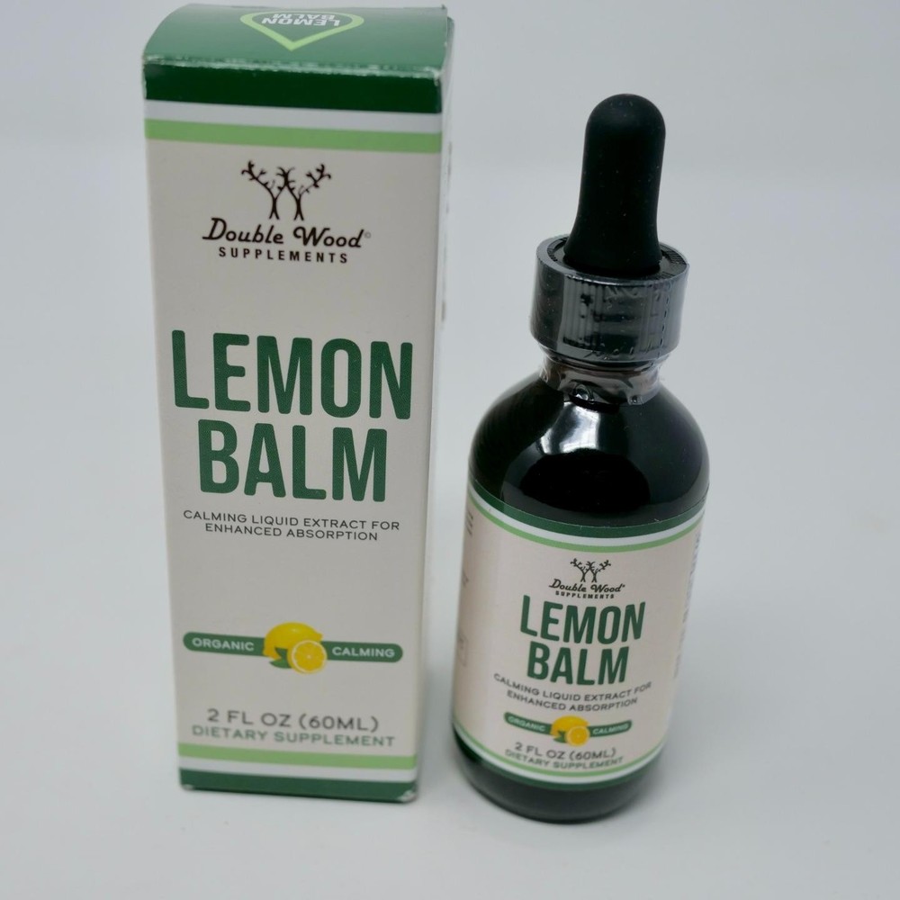 Organic Lemon Balm Tincture Drops by Double Wood Supplements 2 oz Exp 10/2026-image