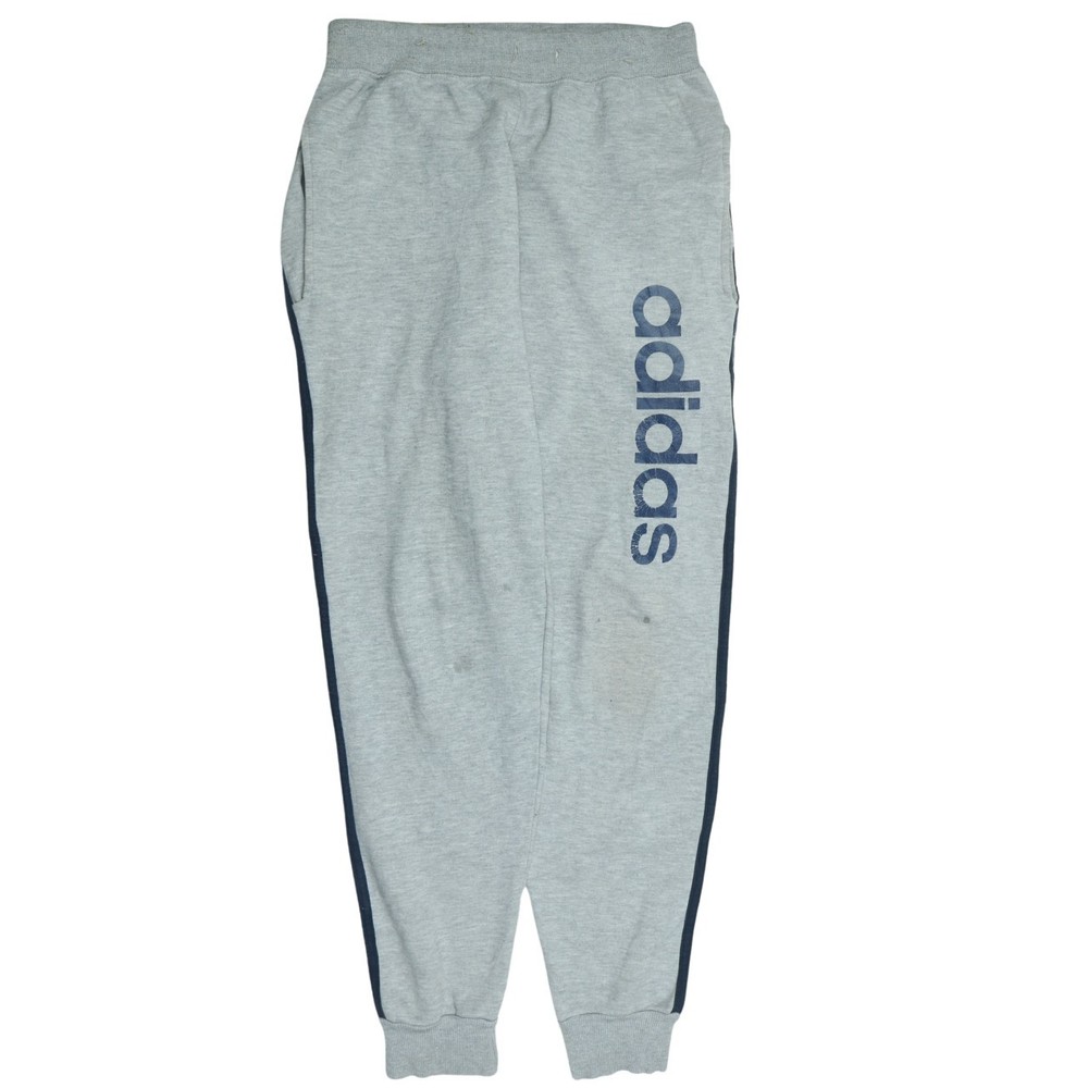Adidas Mens Joggers Grey Essentials Three Stripe Logo Tapered Cuffed Fleece L