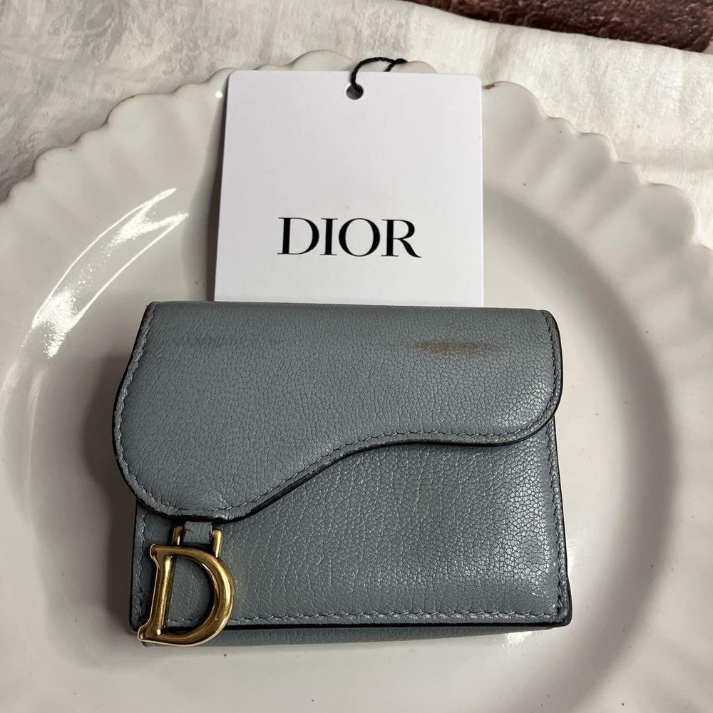 Dior Lotus D Logo Compact Wallet Luxury Leather Accessory